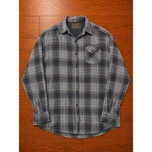 Rustic Outfitters Gray Plaid Shirt Mens Medium Long Sleeve Button Front M